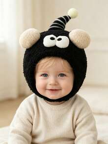 1 Piece Of Autumn-Winter Style Fun Eyes Baby Pullover Hat (Suitable For Both Boys And Girls) - Thick Plush Hat - Baby Hat With Ear Protection - Multicolor - View 2