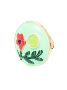 ZAA Vacation Fresh Pastoral Style Oil Painting Floral Open Ring, Artistic Elegant Fashion Geometric Oval Ring,Rings For Women - Multicolor - View 13