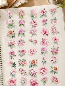 SCXXBSW 50pcs Pink Flower Stickers – Transparent PET Decorative Doodle Stickers Suitable For Diaries, Suitcases, Envelopes, Fridges And Skateboards. Self-Adhesive Decals With Unique Designs, Perfect For Party Favours, Rewards And Festive Gifts. - Sticker - View 7