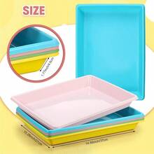 15 Pcs Activity Plastic Art Trays 14.57x 10.63x 1.77 Inch Large Crafts Organizer Serving Storage Tray Kids School Classroom Project Painting Home Organizing Supply (Pastel) - Pastel - View 2