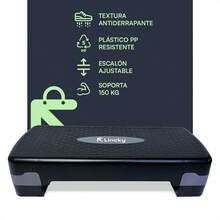 Step para Aeróbicos Lincky Profesional con Altura Ajustable de 3 Niveles Superficie Antideslizante para Entrenamiento en Casa y Gimnasio Color Negro - Negro - Ver 4