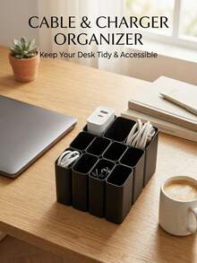 1pc Black 11-Compartment Desktop Organizer, Multi-Layer Pen Holder & Office Supply Storage Box For Pens, Markers, Scissors, Rulers, Sticky Notes, Cables, Chargers And Small Accessories, Space-Saving Desk Organizer For Home, Office, School And Study - View 4
