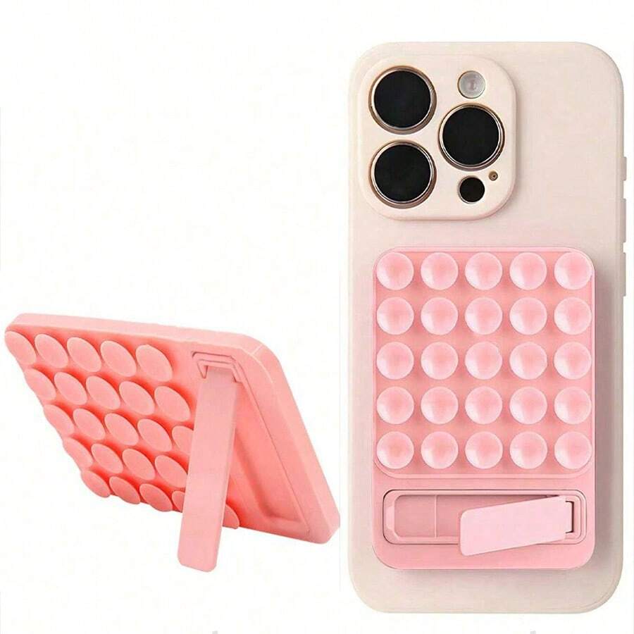 1pc Silicone Suction Cup Mount Multi-Function Computer Phone Holder, Self-Adhesive Strong Phone Stand - Multicolor - View 1