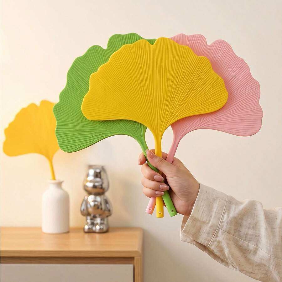 6pcs Ginkgo Leaf Handheld Fans, Portable Cooling Fan, Summer Hand-Held Fan, INS Style Minimalist Palm Leaf Fan, Student Outdoor Office Cooling 1/3/6pcs - Multicolor - View 1