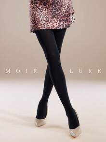 MOIRÉALLURE 1pc Solid Color Suitable For Daily Life Opaque Tights - Black - View 7