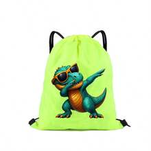 1pc Drawstring Bag With Fashion Glasses T-Rex Print, Lightweight Sports Backpack For Swimming & Fitness - Multicolor - View 16