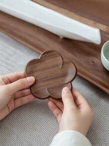 6pcs/4pcs/2pcs/1pc/1set Black Walnut Wood Coasters, Teapot Mat, Heat Resistant, Creative Flower Shape Round Wooden Coasters, Coffee Cup Coasters, Suitable For Desktop Decoration, Restaurant, Kitchen, Living Room, Bohemian Style Kitchen And Living Room Decor Table Mat, Holiday Gift - Multicolor - View 8