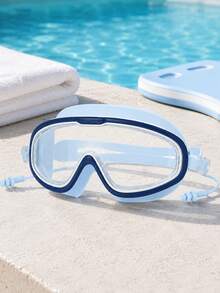 1pc Children's Large Frame High Definition Anti-Fog Swimming Goggles, Soft Silicone Waterproof Swim Goggles With Integrated Earplugs And Adjustable Strap, Unisex Baby Water Play Diving Eye Protection, Macaron Multi-Color Options - Children's Swimming Goggles - View 13