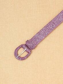 APLCSEY 1pc Women's PU Glitter Buckle Belt, Fashionable Bohemian Style Clothing Accessory, Suitable For Daily Wear - Purple - View 4