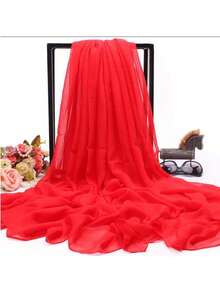 1pc Solid Color Large Size Cherry Sun Protection Shawl Beach Scarf Women Dance Silk Scarf Spring Summer Autumn Versatile Cover-Up New Style - Multicolor - View 6