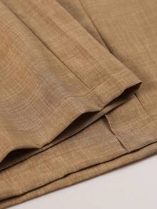 Men's Khaki Wide Leg Casual Pants, Drapey Comfortable Versatile Commuter Long Pants - Brown - View 7