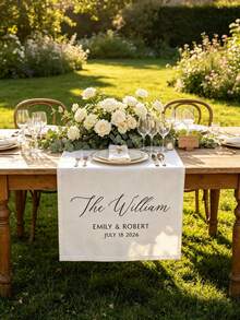 1pc Personalized Wedding Table Runner, Customizable Text, Suitable For Fashionable Wedding Reception And Special Occasions - Multicolor - View 4