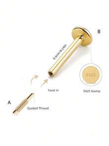 1pc Fashion 925 Sterling Silver Original Cute Bow Earrings, Pure Silver Plated 14K Gold Flat Back Piercing Ear Cartilage Low Hypoallergenic Stud Earrings, Stackable Ear Cuff Piercing Jewelry Suitable For Women's Daily Casual Wedding Wear - Yellow Gold - View 7