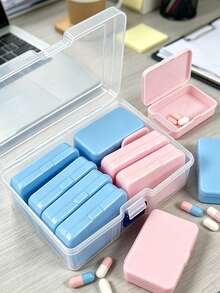 1PC Travel/Home Large Capacity Pill Box 1 Large Box + 10 Small Boxes Dual-Color Multifunctional Storage Box Portable Pill Organizer Mini Convenient Pill Organizer With Compartments Travel Medicine Storage Container Moisture-Proof Dust-Proof Weekly Pill Organizer - View 7