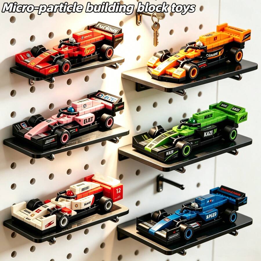 Set Hadiah 6 Buah Balok Bangunan Mobil Balap Inersia Partikel Mikro, Mobil Balap Realistis 6 Warna ABS dengan Stiker Dekoratif, Mainan Perakitan Edukatif Penghilang Stres, Dekorasi Perakitan Buatan Tangan DIY, Ornamen Mobil Meja, Koleksi Hadiah Ulang Tahun, Kembali ke Sekolah, Halloween, Natal, dan Idul Fitri