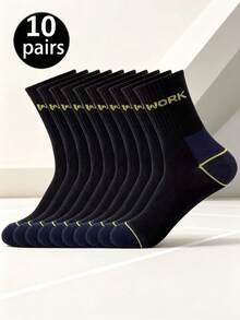 20 Pairs Men's WORK Work Socks, Thickened Wear-Resistant Protective Socks, Sweat-Absorbent Multi-Pack Long Work Socks - Multicolor - View 13