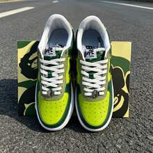 A BATHING APE 1雙中性休閒運動球鞋 BAPE STA 閃電星星標誌 耐穿低筒滑板鞋 - 鏡面黑綠 - 查看 4