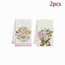 2/4/8件組花卉圖案柔軟吸水手巾，聚酯纖維製，可機洗，適合廚房裝飾、烹飪烘焙、節日裝飾、浴室、餐桌裝飾、廚房用品、秋冬家居裝飾，新家浴室玄關禮物 - 彩色 - 查看 11