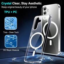 時尚手機殼，兼容 Galaxy A56 A36 A16 A26 A17 A07 A57 A37 A06 A05 A15 A25 A35 A55 A54 A14 A27 S26 Ultra S25 FE S25Ultra S24 S23 S22，亦兼容 S23 / S23 FE / S24 FE / S25 / M54 M14 M34 M15 M35 M55 M56，透明壓克力超薄防摔保護殼，手機配件，夏季無線充電防摔保護套 - 白色 - 查看 6