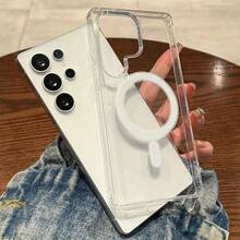 時尚手機殼，兼容 Galaxy A56 A36 A16 A26 A17 A07 A57 A37 A06 A05 A15 A25 A35 A55 A54 A14 A27 S26 Ultra S25 FE S25Ultra S24 S23 S22，亦兼容 S23 / S23 FE / S24 FE / S25 / M54 M14 M34 M15 M35 M55 M56，透明壓克力超薄防摔保護殼，手機配件，夏季無線充電防摔保護套 - 白色 - 查看 9
