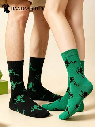 4/5 Pairs Unisex Funny Frog Mid-Calf Socks, Halloween Costume Couple Socks, Creative Holiday Gift Socks