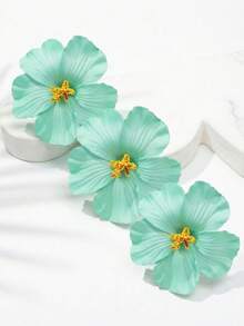 1pc Hawaiian Plumeria Hibiscus Flower Hair Clip For Women, Elegant Bohemian Style Fabric Hair Stick, Beach Vacation And Party Accessory, Claw Clip, For Her - Light Green - View 7