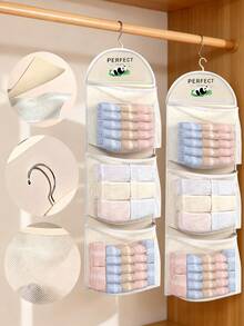 2pcs/3pcs Panda Theme Nylon Hanging Storage Bag, Panda Underwear & Socks Organizer Bag, Socks Storage Bag, Clear Visibility, Easy Access. Breathable Mesh Or Net Design, Internal Items Clearly Visible. No Need To Rummage Through Boxes, Especially Suitable For Morning Rush. Large Opening Design, Easy To Place And Take Out Items. Washable, Easy To Clean, Keep Hygienic. Suitable For Student Dorms/Shared Living Spaces With Limited Space. This Hanging Bag Can Perfectly Utilize Vertical Space Behind Doors Or Beside Beds, Solving The Storage Problem Of Small Items. - Multicolor - View 5