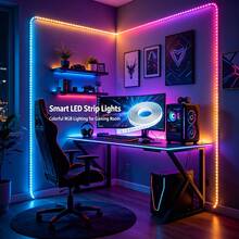 Smart LED Light Strip For Bedroom And Gaming Room, Extra Long 2 Rolls, RGB Color Changing, APP Remote Control, Music Sync, Cuttable USB LED Light, Room Decor TV Backlight, Halloween Gift - Mini White - View 6