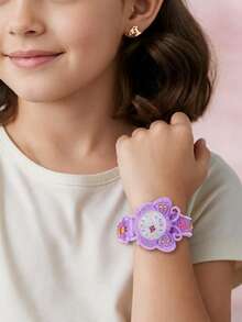 3D Soft Silicone Strap Butterfly Student Quartz Analog Wrist Watch, Creative Pattern Design For Girls, Gift - Purple - View 8