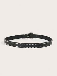 1pc Punk Style Metal Western PU Leather Belt For Women, Suitable For Daily Wear And Party - Black - View 4