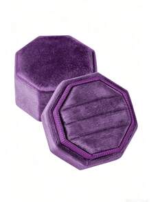 1pc Velvet Ring Box, Hexagonal 3-Slot Ring Box, Suitable For Wedding Ceremony, Can Hold Multiple Rings, White Engagement Wedding Commemorative Box, Wedding Ring Storage Box, Engagement Ring Organizer Box - Multicolor - View 34