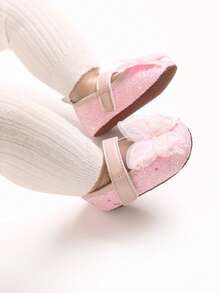 Infant Pink Butterfly Sequin Casual Flat Shoes, Soft Sole Walking Shoes For Newborn, Suitable For Spring And Summer - Pink - View 7