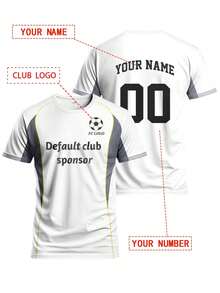 Personalized Custom Men's Football Jersey & Lightweight Soft Youth Football Jersey & Match, Training, Casual Wear & Gift - White - View 4