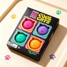1pc Cat-Shaped TPR Squeeze Toy, Soft And Fluffy Leisure Relaxation Toy, Cute Colorful Textured Stress Relief Hand Toy, Binge-Watching Companion, Stress Relief Item For Leisure Time, Realistic Animal-Shaped Entertainment Stress Relief Toy, Adult Leisure Squeeze Toy, Time-Killing Stress Relief Toy, Soft And Fluffy Toy, Casual Style Desktop Decoration - Multicolor - View 2