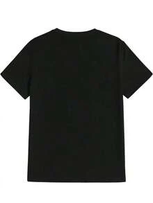 T-Shirt | Sporty Short-Sleeved Printed T-Shirt, Sizes S-3XL, Black Base With Skull, Rose And Flowing Hair Art Print, Suitable For Everyday Wear. - Black - View 5