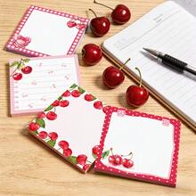 1/4/12 Random Pattern Pink Cherry Square Sticky Notes, Cute Cake Style Fresh Sweet Girly Design, Suitable For Daily Notes, Student Classroom Notes, Office Memo And Scrapbook Decoration, Perfect As Back To School Gift For Best Friends - Multicolor - View 5