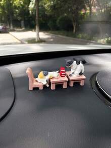 1組卡通可愛逼真小貓汽車儀表板裝飾品，創意趣味貓咪車窗儀表板裝飾，逼真迷你動物小雕像手工裝飾配件，汽車內飾小擺件 - A - 查看 2