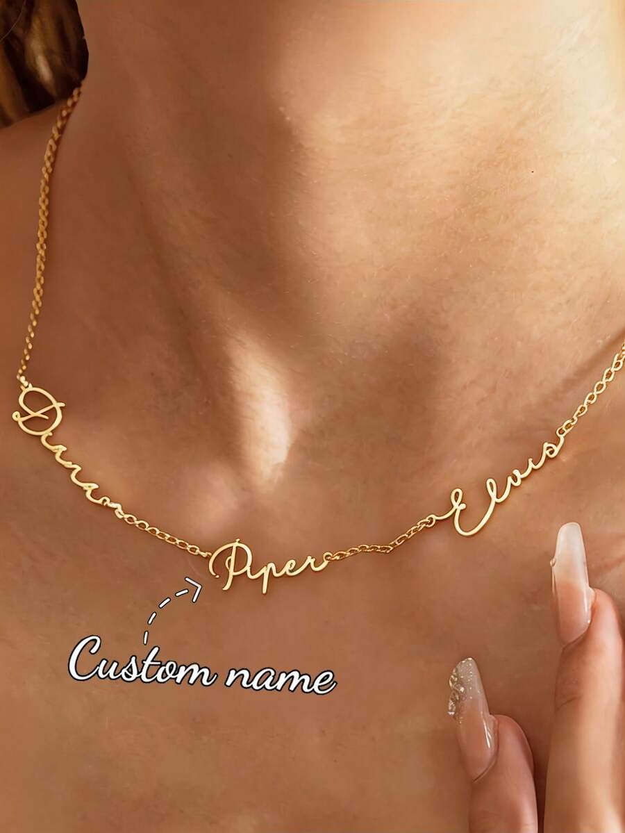 Collar personalizado con nombre, exquisito collar personalizado con múltiples nombres, cadena cubana de acero inoxidable personalizada, regalo perfecto, regalo del Día de la Madre
