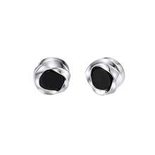 Smooth Twisted Infinity Heart Stud Earrings, Unisex Black Gemstone Mini Studs, High-End Romantic Holiday Gift For Her/Him, Versatile Minimalist Fashion Jewelry For Office And Date Night - one-size - View 11