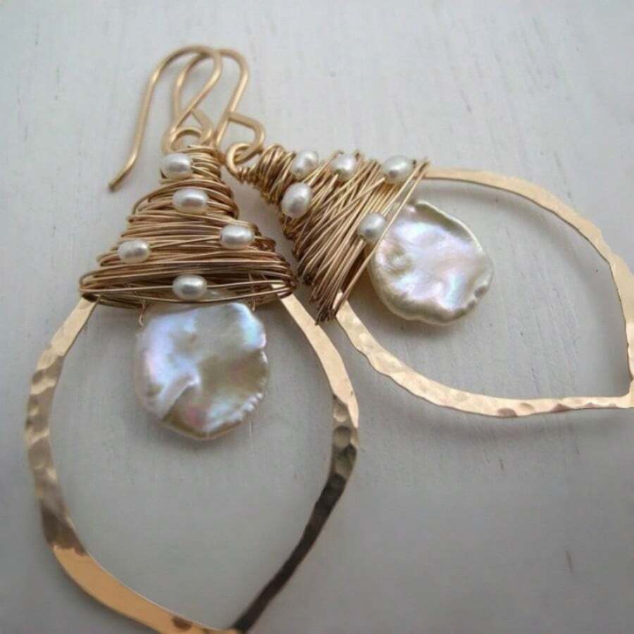 DIYCCPC Pendientes de perla falsa asimétricos creativos y de moda, accesorio versátil para mujeres con elegancia elegante - Dorado - Ver 1