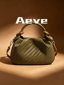 Women's Woven Texture Green Handbag, Exquisite Cute Crossbody Bag, Suitable For Shopping, Dating, Carrying Phone And Coin Purse, Casual Versatile Minimalist Style - Dark Green - View 6