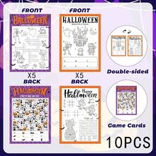 Halloween Party Games, Suitable For Adults, Families, Office Large Groups, Includes Word Drawing Game, Crossword Puzzle, Word Search, Tic-Tac-Toe, Spot The Difference, Picture Counting, Maze, With Answer Page - Two Styles, Double-sided Printing - View 6