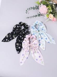 3PCS Multi-Color Daisy Floral Hair Bow For Girls, Fresh Flower Scrunchie Alligator Clip, Soft Hair Clip, Teens Sweet Teen Kids Hair Accessories - Multicolor - View 9