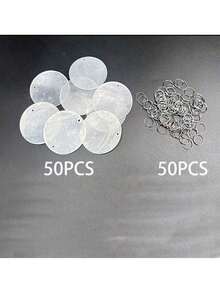 50-200pcs Natural Shell Mica Flakes Set, Translucent Oval Shape With Hanging Ring, Dyeable, Suitable For DIY Wind Chime Accessories, Wedding Party Decoration, Room Decoration, Bedroom Decoration And Home Decor - Multicolor - View 12