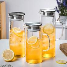 1件 2L/68oz 方形玻璃水壺，附蓋與手把，硼矽酸鹽玻璃飲料分配器，適用冰箱、冰茶與咖啡，耐熱適用冷熱飲品與牛奶 - 彩色 - 查看 10