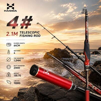 Caña de Pescar Compacta de Viaje HASIDA LingZhi, Caña de Pesca Portátil de Sección Corta, Caña Ligera para Pesca con Mochila