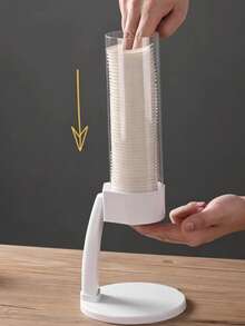1 pieza Soporte para taza de té Kung Fu, estante vertical para tazas, estante de almacenamiento a prueba de polvo para vasos de papel sin necesidad de perforar - Blanco - Ver 6