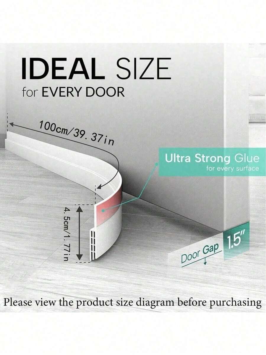 Flexible Door Bottom Seal Strip 1pc, Windproof & Dustproof Door Gap Blocker, Tool-Free Quick Installation, Trimmable Sealing Strip, Suitable For Bedroom, Bathroom, Indoor Home Doors - Door Gap Seal - View 1