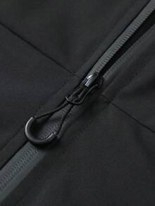 Men's Hooded Full Zip Outdoor Jacket, Functional Style Casual Hooded Jacket, Suitable For Hiking, Commuting, Short Trips, Versatile Long Sleeve Casual Jacket - Black - View 9