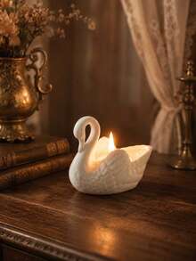 Elegant Swan Shaped Ceramic Candle Holder - Handmade Wedding And Holiday Centerpiece Decor, Romantic Home Decoration, Creative Gift - A - View 2